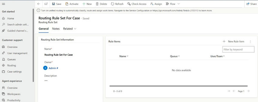 Routing rule set for general case-